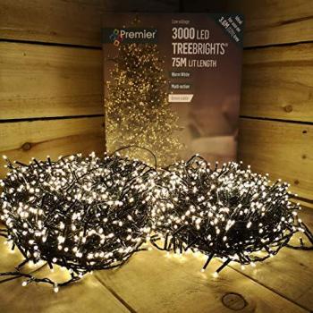 Premium 3000‑LED Warm White Christmas Tree Lights, 75 m, Timer Enabled