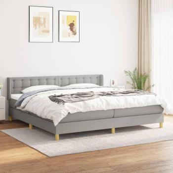 Cama box spring tela gris claro 200x200 cm Día y Noche