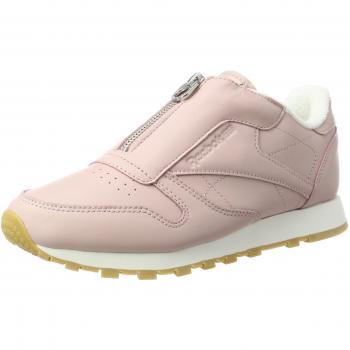 Reebok Damen Classic Leather Zip Sneaker, Chalk/Silver Metallic, 38 EU
