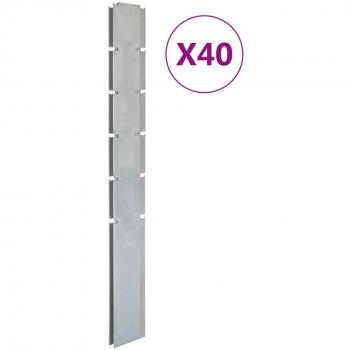 Poteaux de clôture 40 pcs 160 cm argenté acier galvanisé