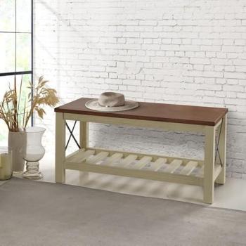 Black Cottage Bench – Wooden with Slats and Storage