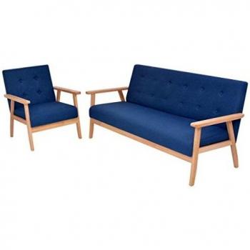 VidaXL Dual Pack Blue Sofa Upholstery Material