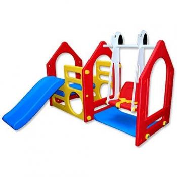 LittleTom Spiel-Turm für Kinder mit Rutsche und Schaukel 155x135 cm