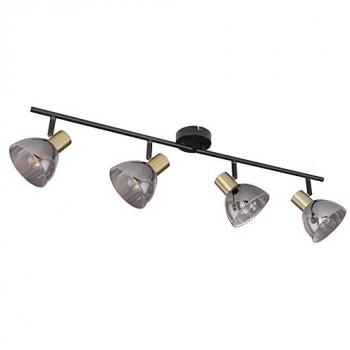 Küchen-Deckenlampe 4-flammig Retro schwarz-messing