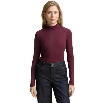 Tom Tailor Regular Fit Langarmshirt – Baumwoll‑Mix, Rollkragen, Bordeaux, S (Weiblich)