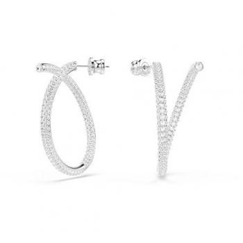 Boucles d'oreilles créoles Swarovski Dextera en métal rhodié avec cristaux pavé blancs
