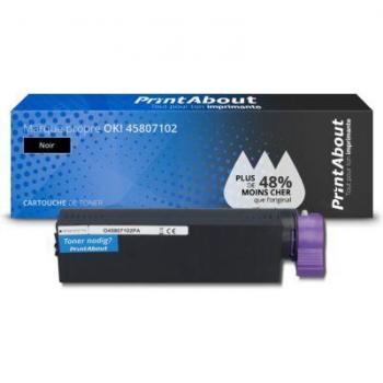 Fiche toner noir PrintAbout pour imprimante OKI 45807102