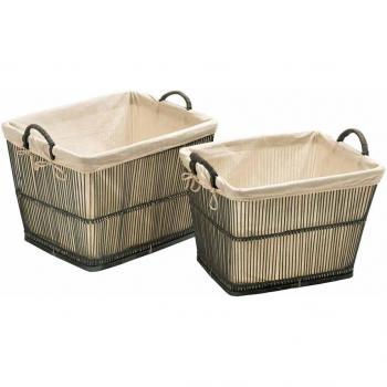 Classic Grey Wash‑Treated Rattan Storage Baskets