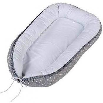 Kuschelnest babybay perlgrau Sterne weiß