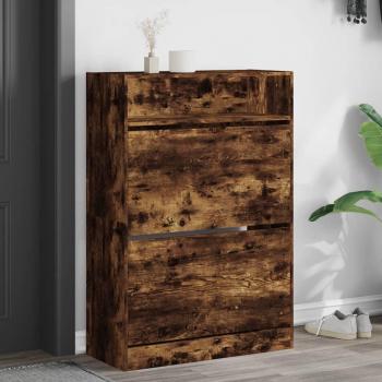 VidaXL Mueble Zapatero 2 Cajones Abatibles Estantes Organizador Color Gris sonoma, Roble Sonoma, Blanco