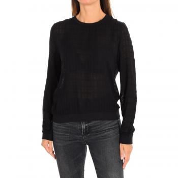 Top a Manica Lunga per Donna con Gatto Rotondo 17S2TO03 Nero