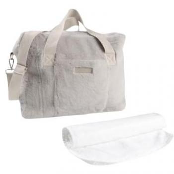 Sac à langer beige en fausse fourrure greige