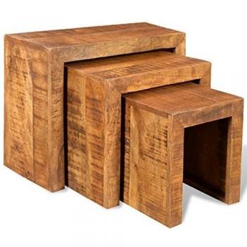 Ensemble 3 Tables Gigognes Manguier Recyclé – Design Antique