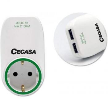 ADAPTADOR CEGASA SCHUKO +PUERTOS 2 USB ADAPTADORES
