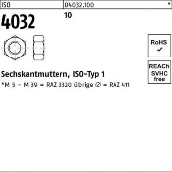 ISO 4032 Sechskantmutter M18 Stahl 10