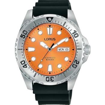 Lorus RL479BX9 Men's Automatic Quartz, Orange Dial, Black Case & Rubber Band