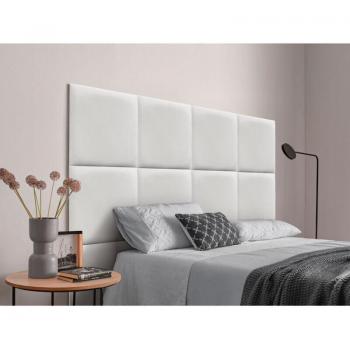 Cabecero Blanco Lujoso 200 cm – Paneles Autoadhesivos de Terciopelo