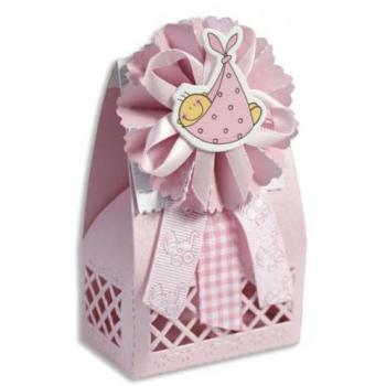 Cajitas Porta Confetti Rosa para Bautizo de Niña