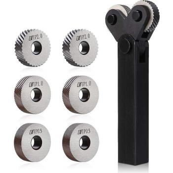 Kit de torno de acero moleteado lineal + rueda Dual Diagonal 0,5‑1‑2 mm