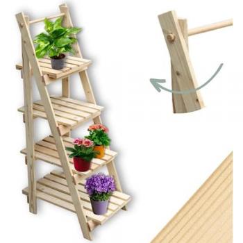 Holz4home® Pflanzleiter mit 4 Ablagen