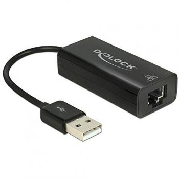 Delock Adapter USB 2.0 > LAN 10/100 Mb/s (USB 2.0, RJ45), Netzwerkadapter, Schwarz