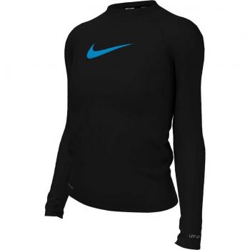 Long Sleeve HydroGuard Swim Top for Girls – Black/Blue