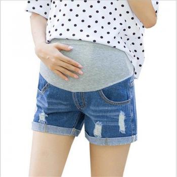 Pantalones cortos de verano azul para mujer con ajuste elástico
