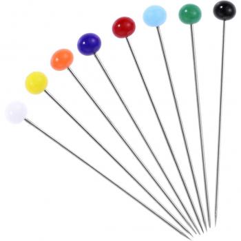 100pcs Multicolor Sewing Pins with Glass Heads (4mm Head + 34mm Pin)