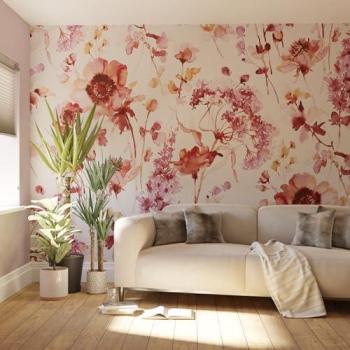 Superfresco Easy Watercolor Floral Mural Print – Pink & Red Theme, Custom Size, Ready to Hang