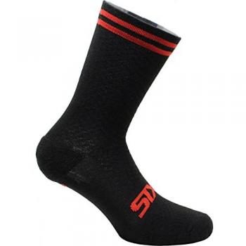 Calza Ciclismo Corto in Lana Merinos Nero-Rosso Taglia 36-39 Sixs