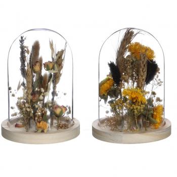 Elegantes Trockenblumen-Glasarrangement Ø10cm