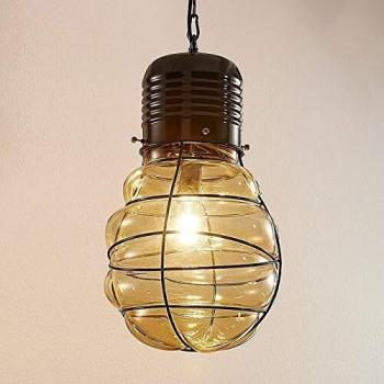 Lampada a sospensione con corpo in vetro e colore Beige di Lampenwelt