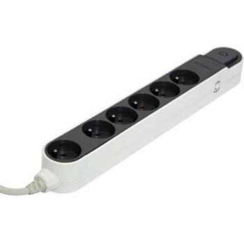 CHACON Bloc Multiprise avec Protection contre les Surcharges et Commutateur 6 Prises 16A 1,5m Gris