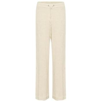 Kaffe Wide Leg Pants for Women – 2XL, Beige, Feather Gray Mix