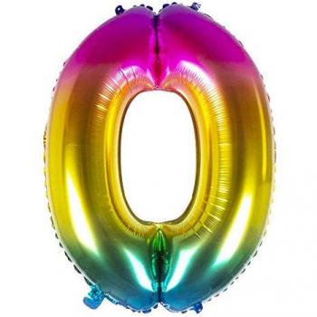 Boland Folienballon 0 – Null‑Regenbogen‑Ballon für Party