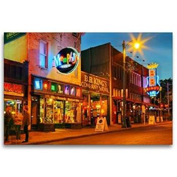 CALVENDO Leinwanddruck 120 x 80 cm Querformat Musikkneipen Beale Street Memphis