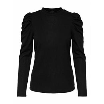 Tóny JDY Camiseta Negra para Mujer con Manga Corta y Puff Sleeve