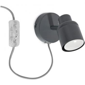 ValueLights Benton Single Adjustable Plug In Spotlight Wall Light with LED Bulb in Grey (Grey)