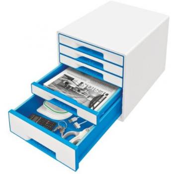 Leitz 52141036 Wow Cube Schubladenbehälter 5 Stk., Perlweiß/Blau