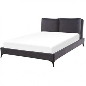 Lit 160x200 en tissu gris