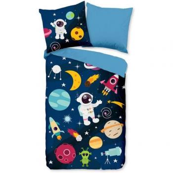 Kinderbettwäsche Astronauten-Abenteuer, 135x200, Pflegeleicht, Wende