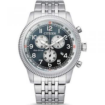 Orologio Citizen Uomo Acciaio Argentato Eco Drive Cronografo Blu AT2460-89L
