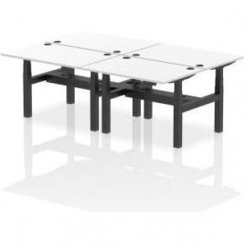 Air 1200 x 800mm Height Adjustable 4 Person Bench Desk White Top with Cable Port