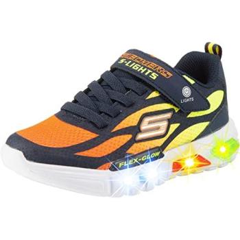 Skechers Boys S Lights Flex-Glow Dezlo Slip-On – Navy & Orange (Size 3)