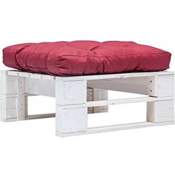VidaXL Puff Pallet con Cuscino Rosso in Legno Bianco