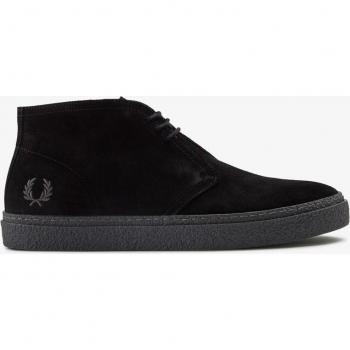 Botines Fred Perry para Hombre de Piel con Pespuntes en Negro