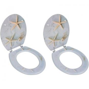 SEJOURS ABATTANTS 2×WC, COUPLE MÉTAL ÉTOILE DE MER