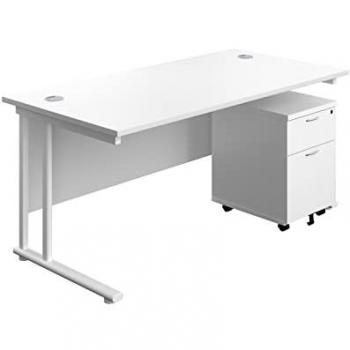 72 White Classic Plus Rectangular Work Desk with 2 Drawer Pedestal