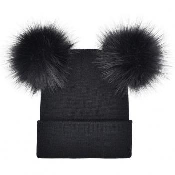 Sombrero beanie de doble pompón para mujeres
