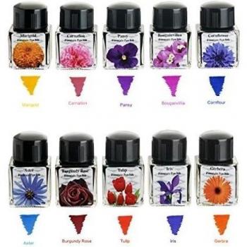 Tinta Diamine Bloom Set: 10 Frascos 30 ml con Diseño Floral